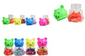 Plastic Hair Tie Bobble Elastic in Teddy Bear Shaped Bottle Assorted Colours 3055