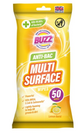 Buzz Multi Surface Antibacterial Wipes 50 Pack Lemon 321592 / 324254