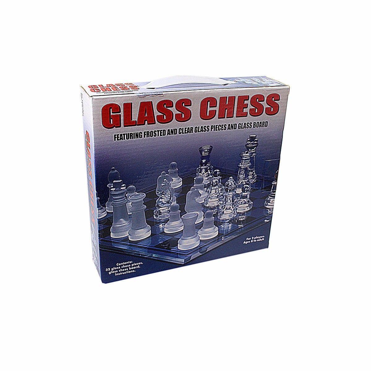 Traditional Glass Chess Set Board Game 32 Pieces 22 x 22cm 3163