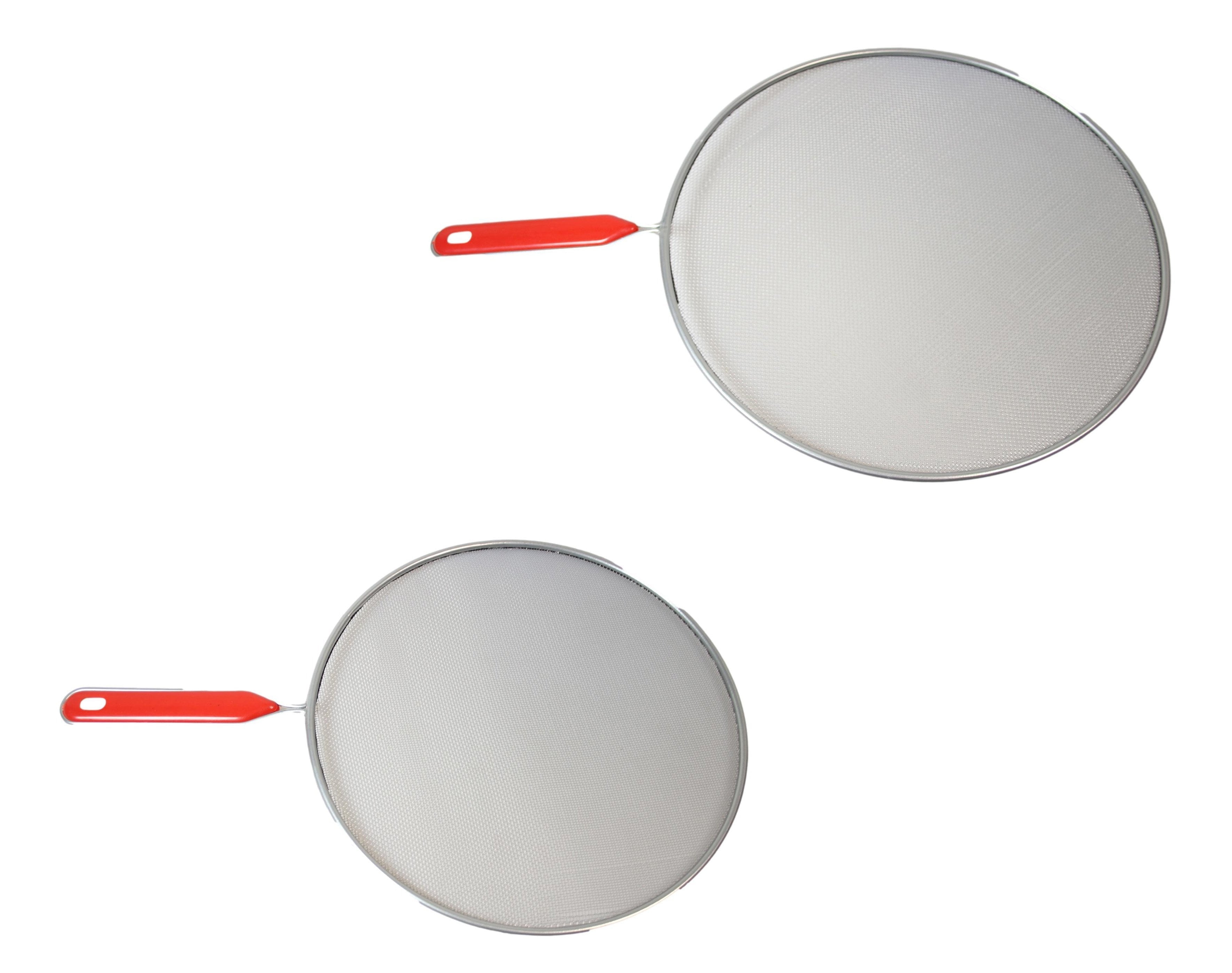 Metal Mesh Splatter Screen Cover Guard with Handle Silver Set of 2 9785 / 3412