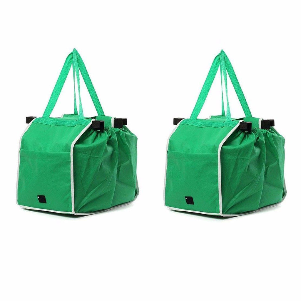 2x Supermarket Shopping Trolley Foldable Reusable Grocery Grab Clips Bag 3875