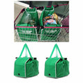 2x Supermarket Shopping Trolley Foldable Reusable Grocery Grab Clips Bag 3875