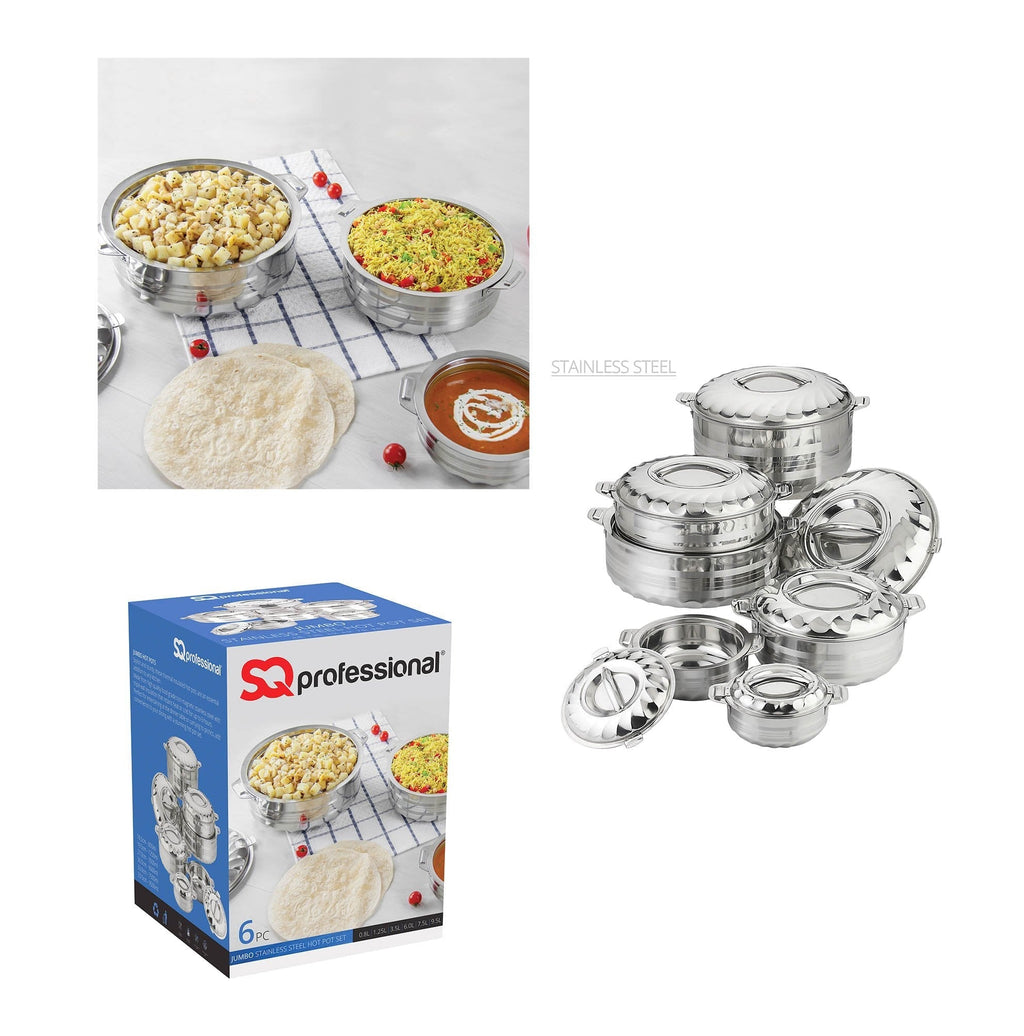 SQ Professional Jumbo Range Contour Stainless Steel Hot Pot Set of 6 3477