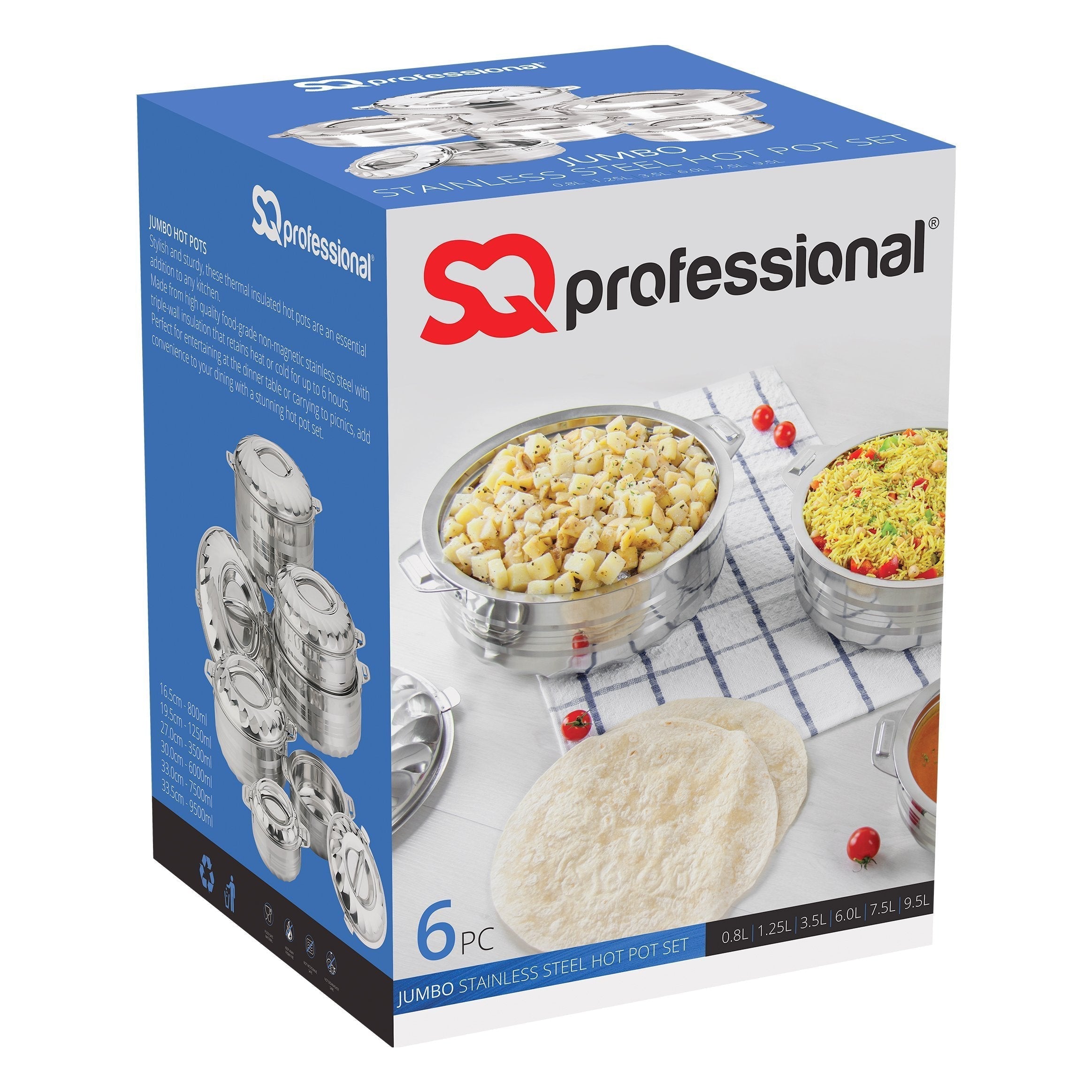 SQ Professional Jumbo Range Contour Stainless Steel Hot Pot Set of 6 3477
