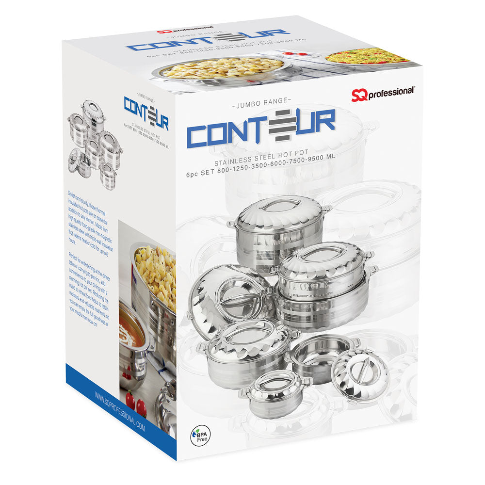 SQ Professional Jumbo Range Contour Stainless Steel Hot Pot Set of 6 3477