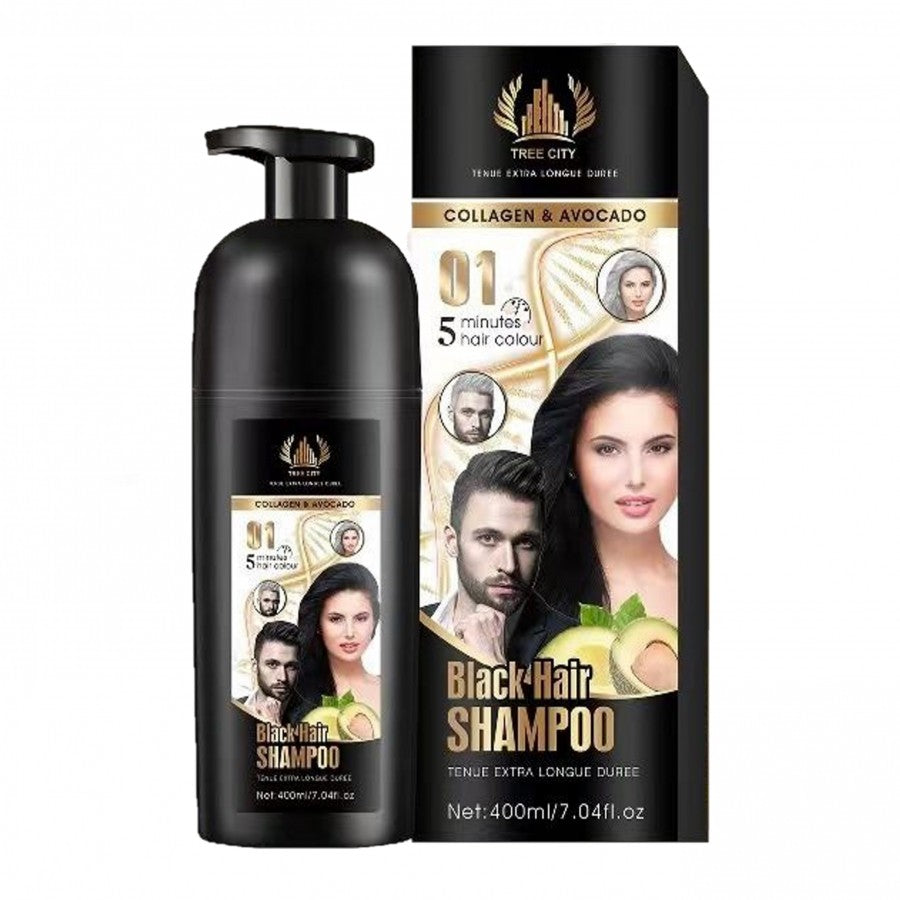 0805-31102 Collagen & Avocado Black Hair Shampoo | Long-Lasting Color & Deep Nourishment - 400ml TC-2411-A