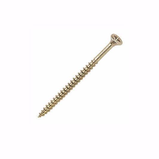 6.0 x 100 Pozi Countersunk Hardened Chipboard Wood Screws Yellow 0386