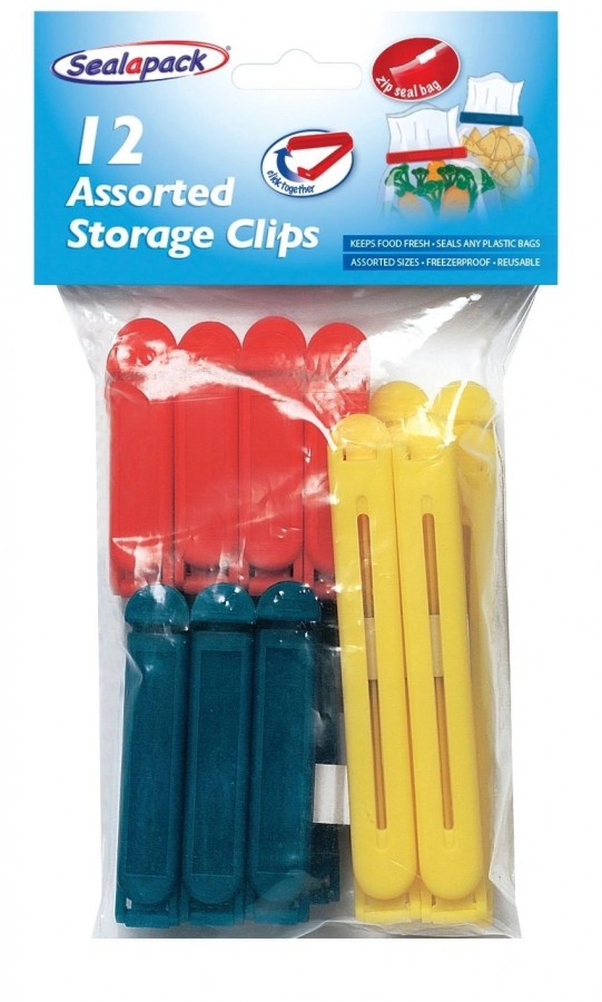 SAP1082 12 PACK BAG CLIP S/12 ASST COLOURS