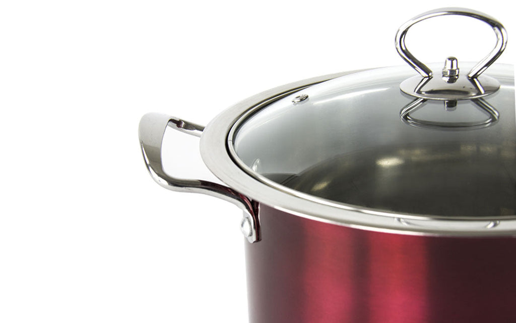 SQ Professional Gems Metallic Stockpot Set of 3 Ruby 26-28-30cm 9576