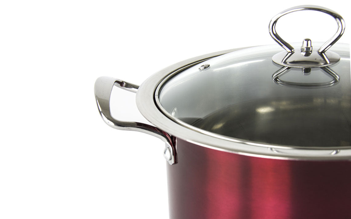 SQ Professional Gems Metallic Stockpot Set of 3 Ruby 26-28-30cm 9576