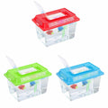 Plastic Aquarium Fish Insect Terrarium Tank with Carry Handle and Lid 18 x 9.5cm Assorted Colours 0090
