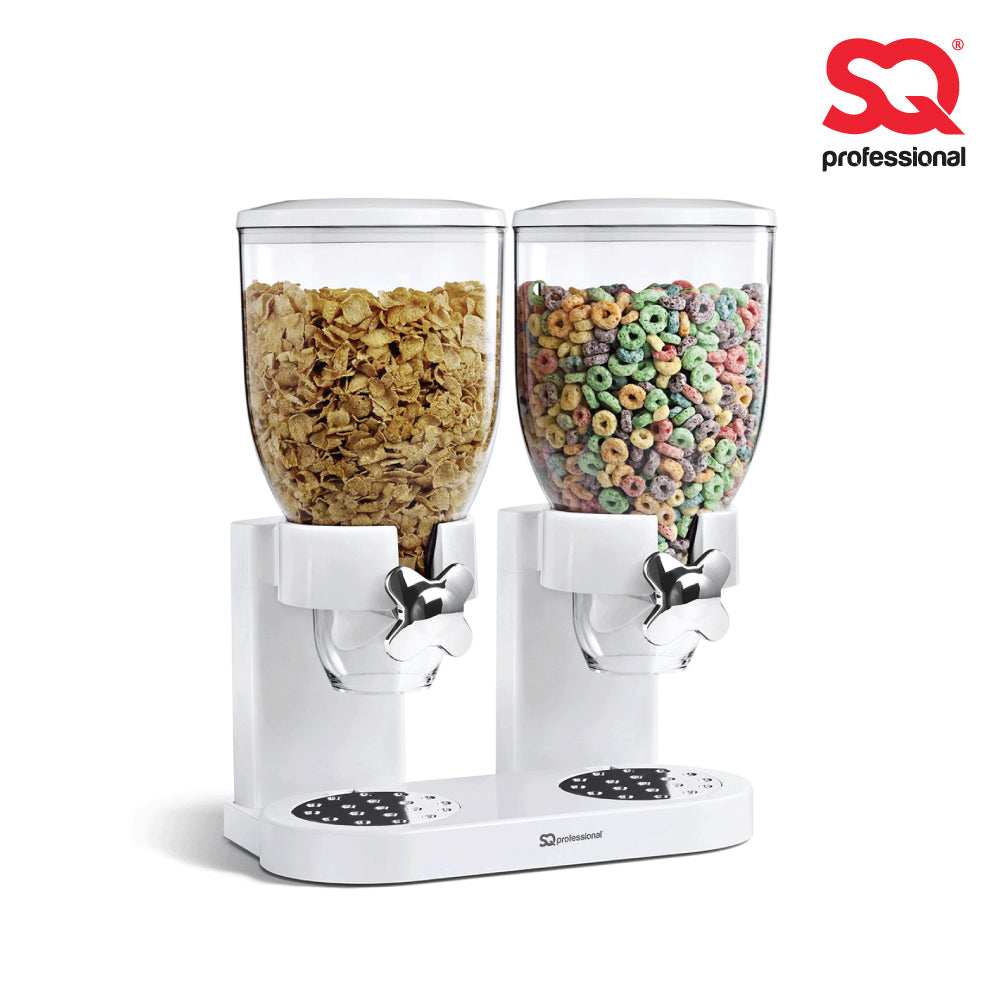 SQ Professional Plastic Double Hotel Cereal Dispenser 2 x 0.5L White 1740 / 4326