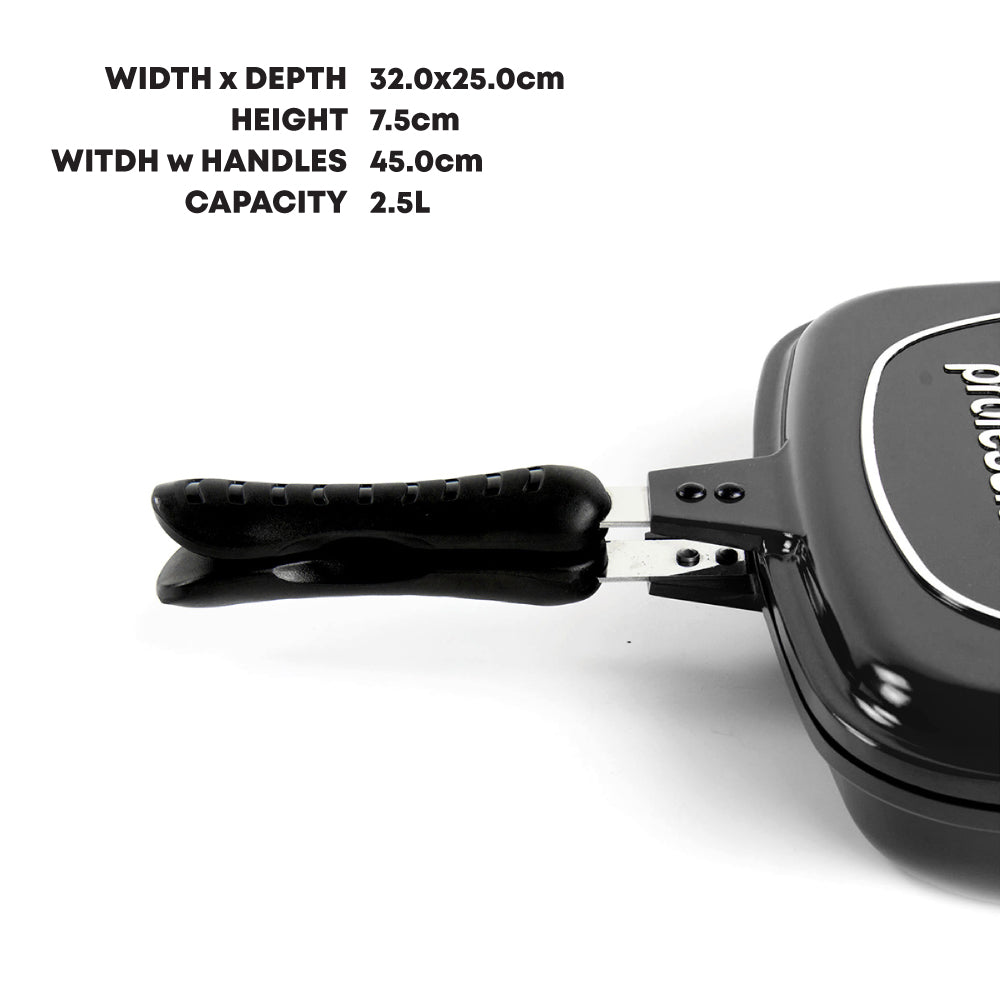 SQ Professional Nea Diecast Double Sided Magic Pan 32cm Nera Black 4482