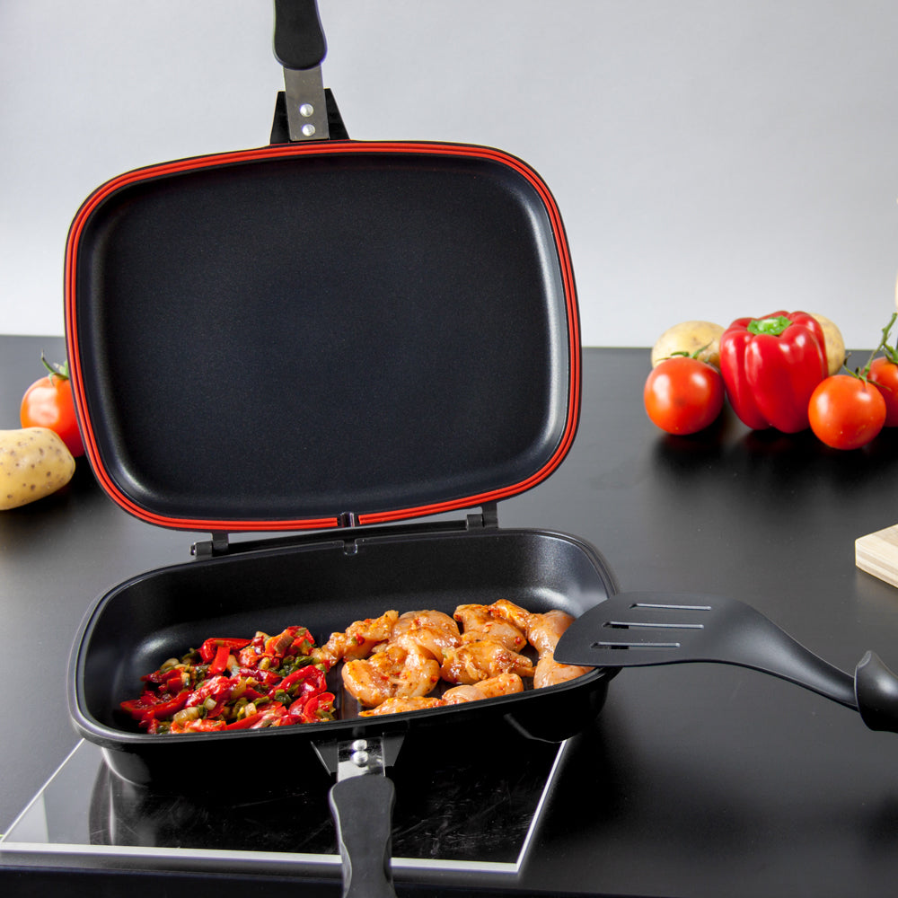 SQ Professional Nea Diecast Double Sided Magic Pan 32cm Nera Black 4482