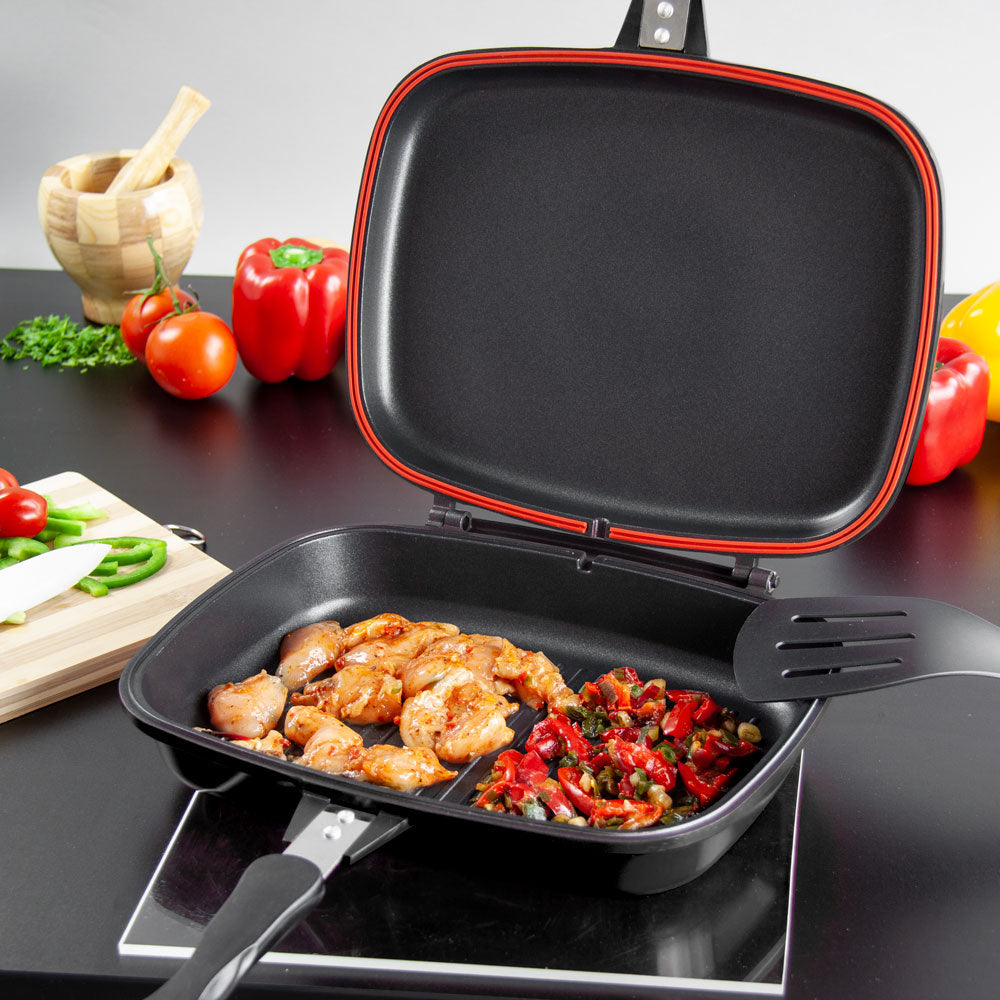 SQ Professional Nea Diecast Double Sided Magic Pan 32cm Nera Black 4482