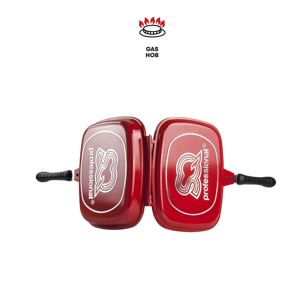SQ Professional Nea Diecast Double Sided Magic Pan 32cm Rossa Red 4680