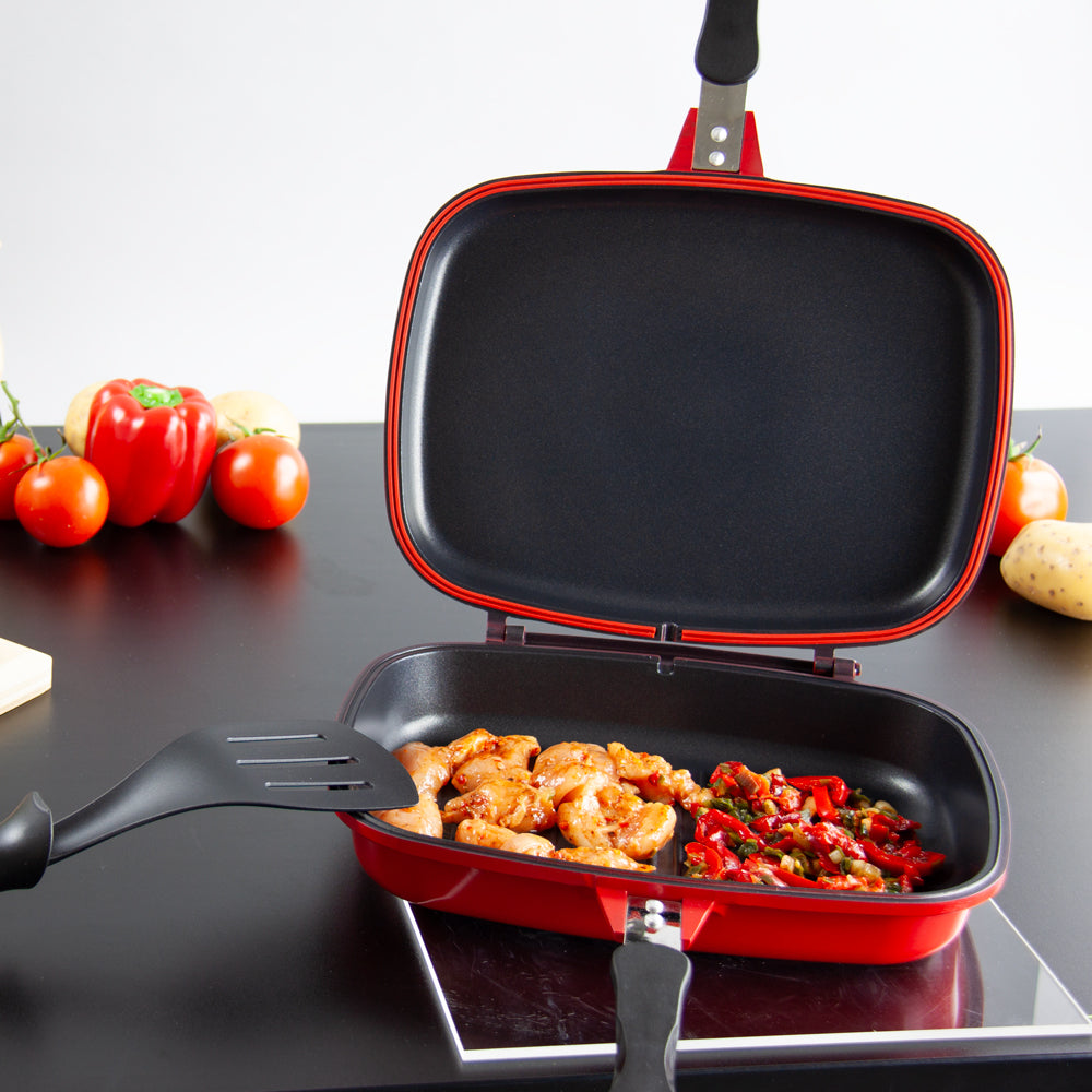 SQ Professional Nea Diecast Double Sided Magic Pan 32cm Rossa Red 4680