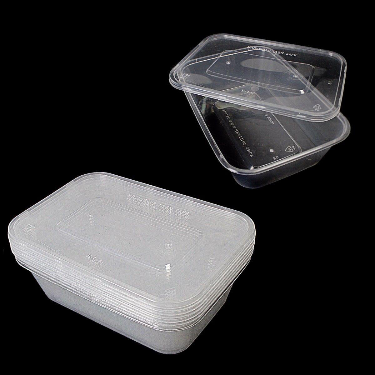 5 Hygienic Rectangular Stackable Food & Meal Preparation Containers With Lids 7015