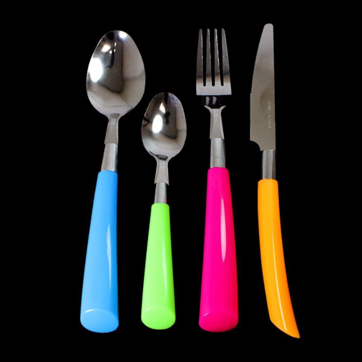 Stainless Steel Cutlery Set with Plastic Handle Set of 24 Assorted Colours 4184
