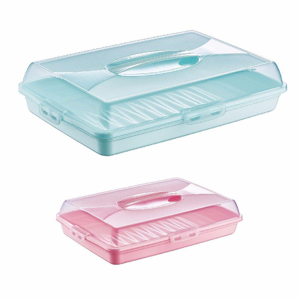 Plastic Cake Pastry Party Brownie Tray Storage Carry Box with Cover 45 x 30 x 10 cm Assorted Colours D30307