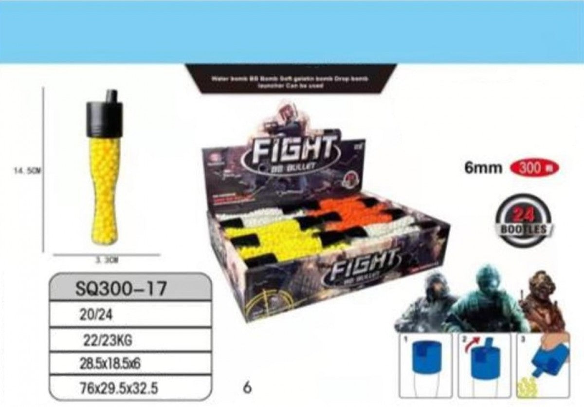 0506-2191 6mm Bullet Ammo – 300 BB Rounds per Bottle | 24 Bottles Pack SQ300-17