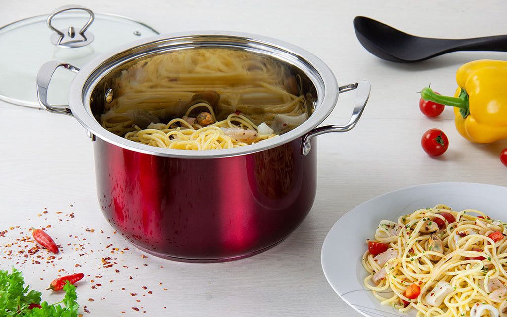 SQ Professional Gems Metallic Stockpot Set of 3 Ruby 26-28-30cm 9576