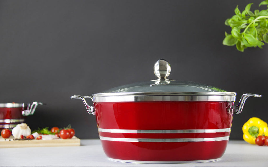 SQ Professional Metallic Die Cast Stockpot Set of 5 Ruby 4202