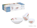 Aria Opal Glass Soup Set of 7 White Pink Floral 7921