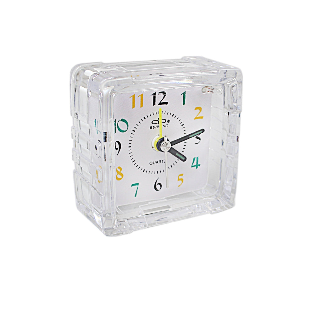 Small Mini Travel Office Square Quartz Bedside Desk Travelling Alarm Clock 6.5 x 7 x 3.5cm 3075
