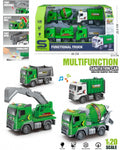 JS200A 4pcs 1:20 Sanitation Truck – Movable Parts, Light & Sound, Rotating Roll, Simulation Transport Vehicle.