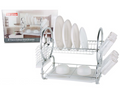Tristar 2 Tier Dish Drainer Cutlery Rack with Drip Tray Silver 53743