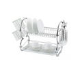 Dish Drainer Cutlery Rack 2 Tier with Drip Tray Chrome DL9403