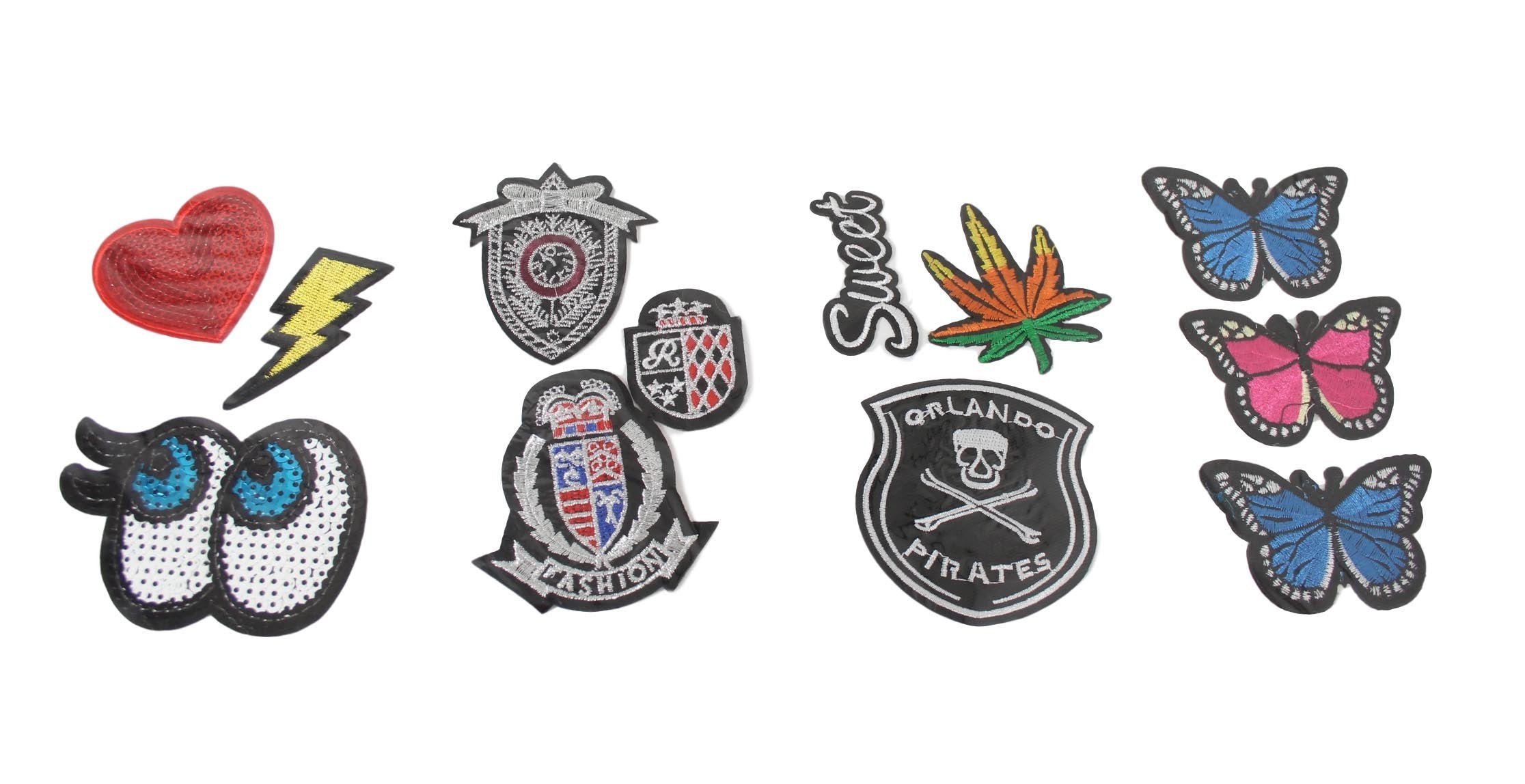 Embroidered / Sequinned Iron on Clothes Patches Set  Assorted Designs 5433