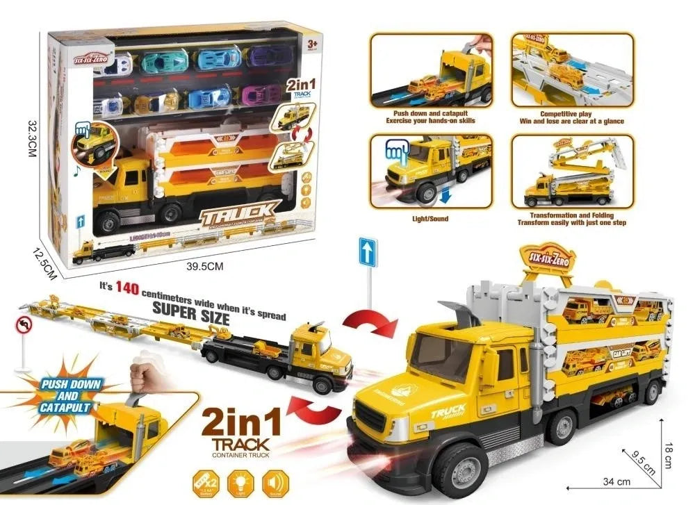 660-S41 2 in 1 Engineering Container Truck With Construction Vehicles, 140cm Spread Size
