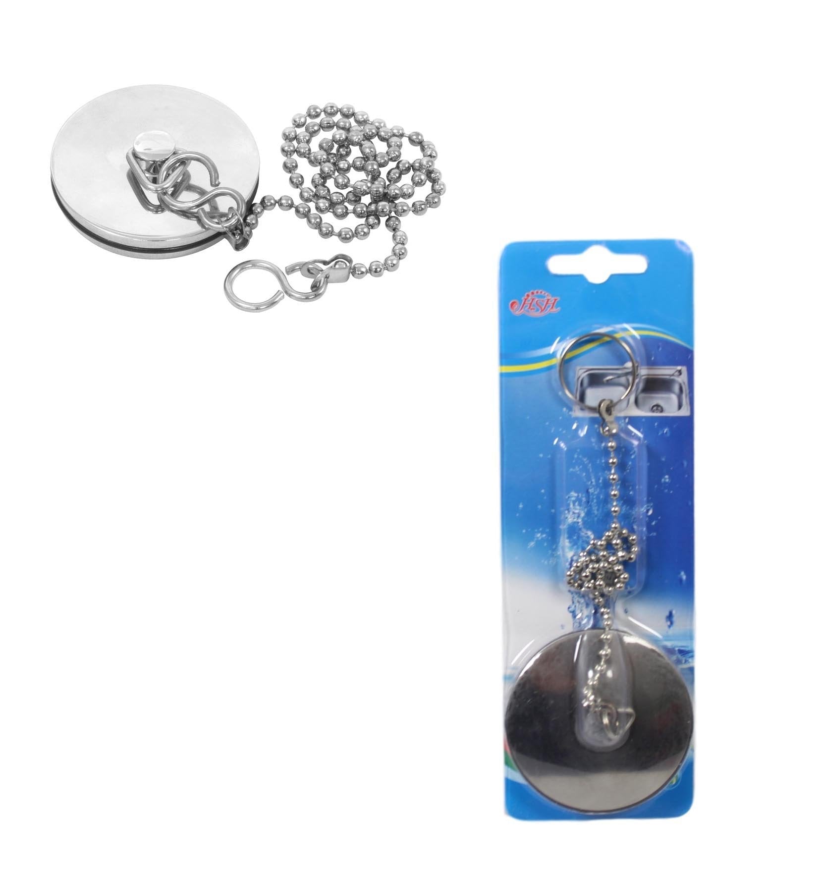 Chrome Metal Bathroom Bath Plug and Chain 6.00 cm 5585