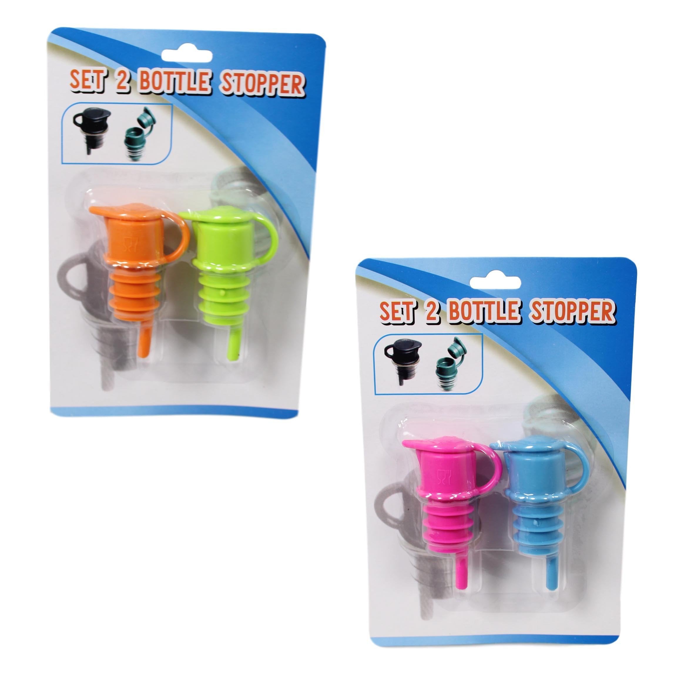 Oil Vinegar Wine Bottle Stopper Pack of 2 Assorted Colours 5605