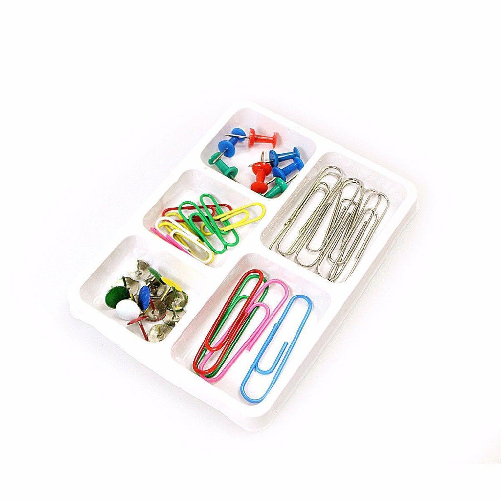 Stationary Supplies Pack of Assorted Paper Clips and Push Pins 0646