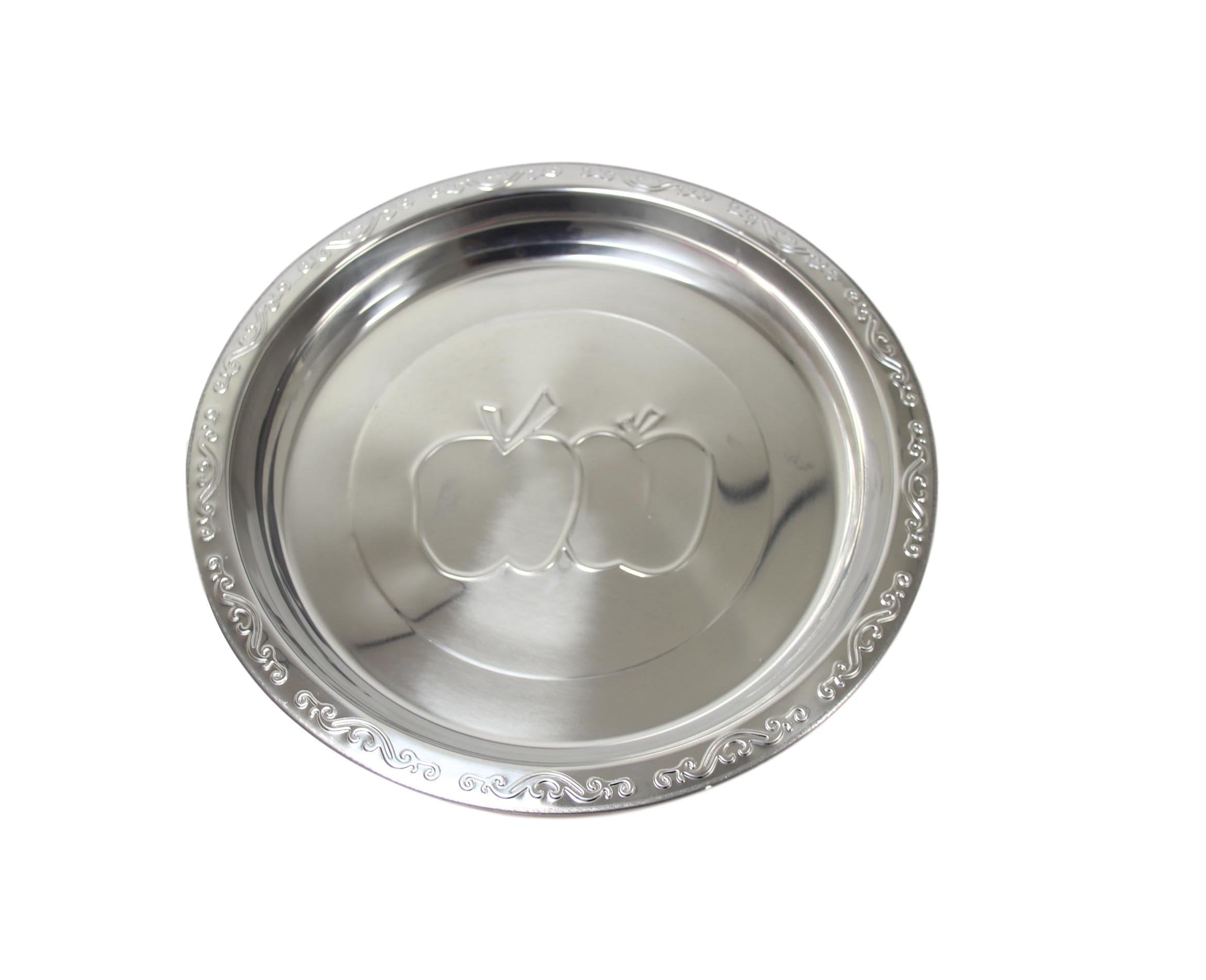 Steel Serving Food Dish Platter Plate Apple Design 45cm 5630