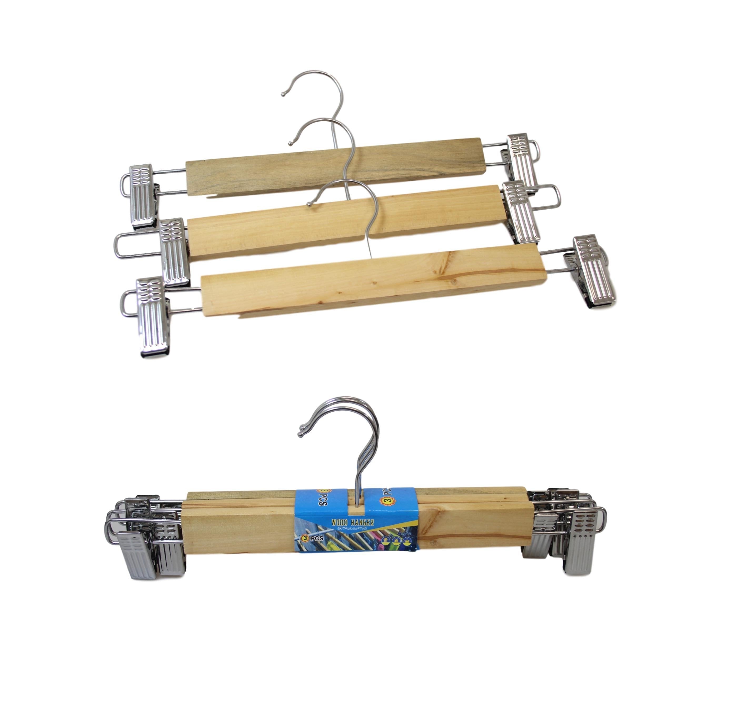 Wooden Wardrobe Clothes Trousers Hanger 30 cm Pack of 3 5744 A