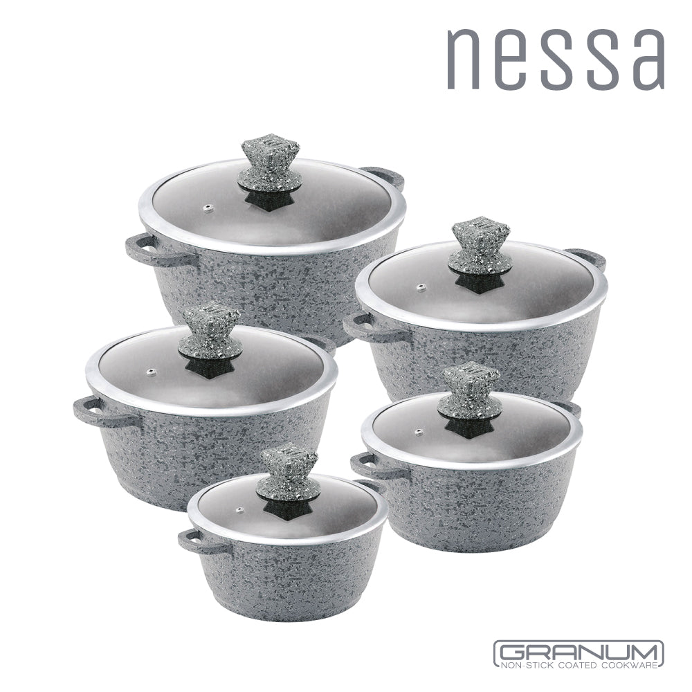 SQ Professional Nessa Granum Stockpot Set of 5 Serizzo Grey 5773
