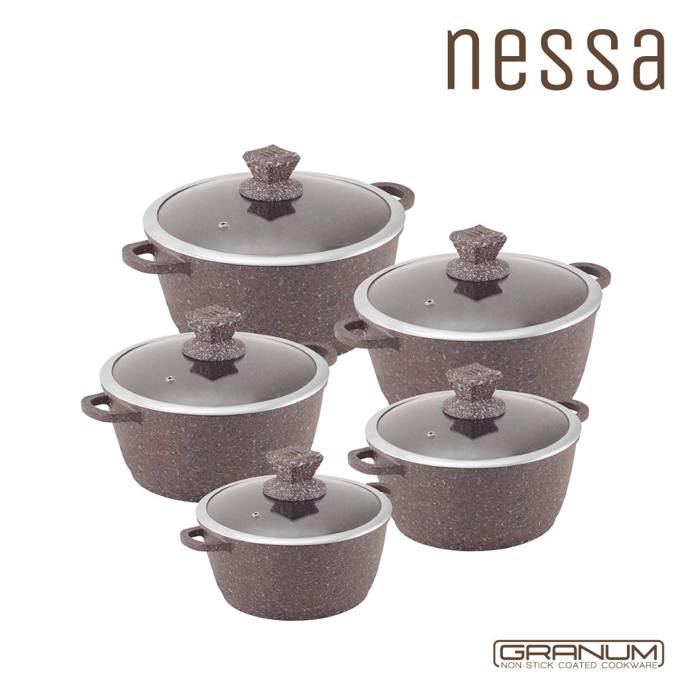 SQ Professional Nessa Granum Stockpot Set Set of 5 Ghadeer Brown 2472 / 5774