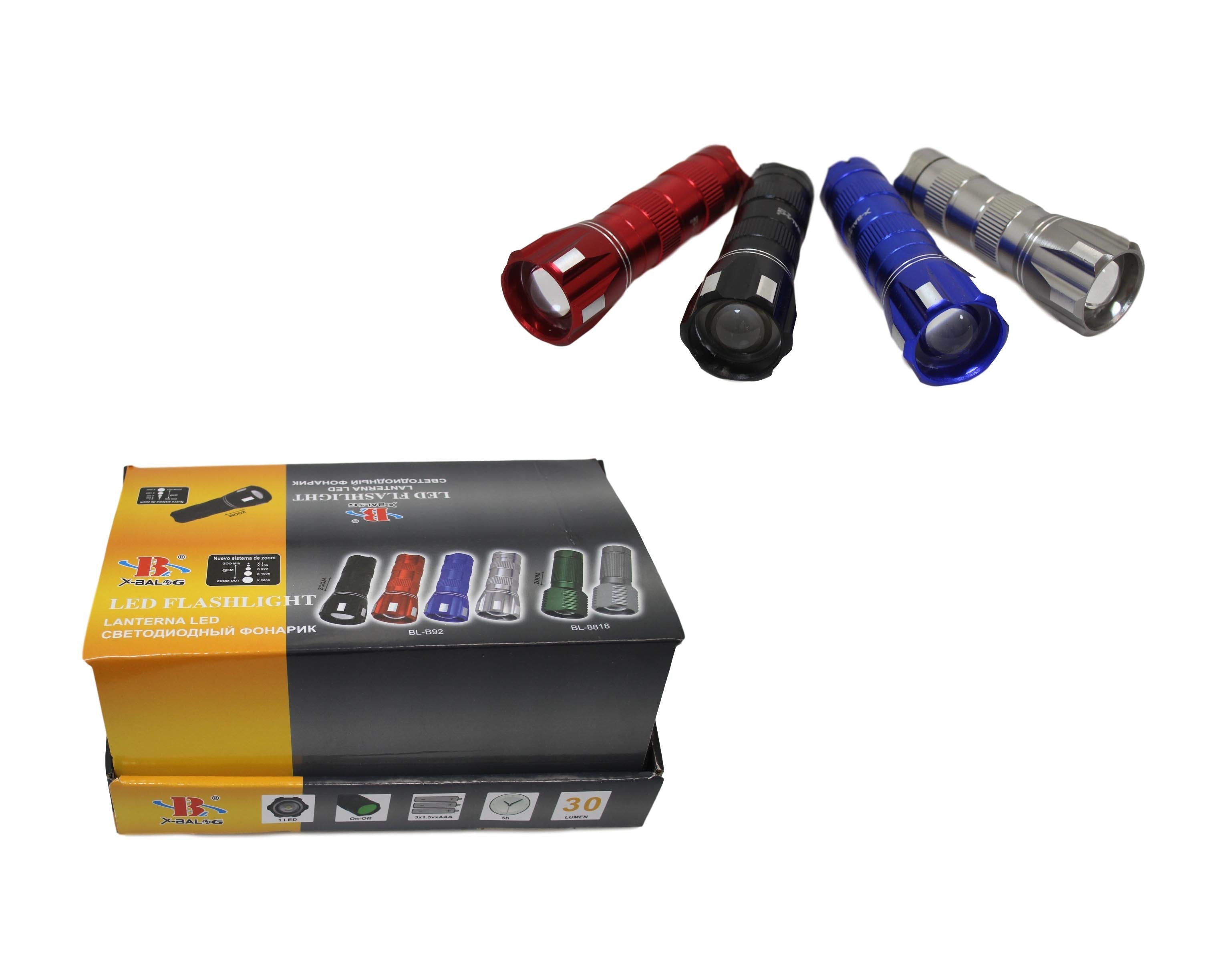 LED Flashlight 30 Lumen 5 Hour Night Camping Assorted Colour 10cm 5841