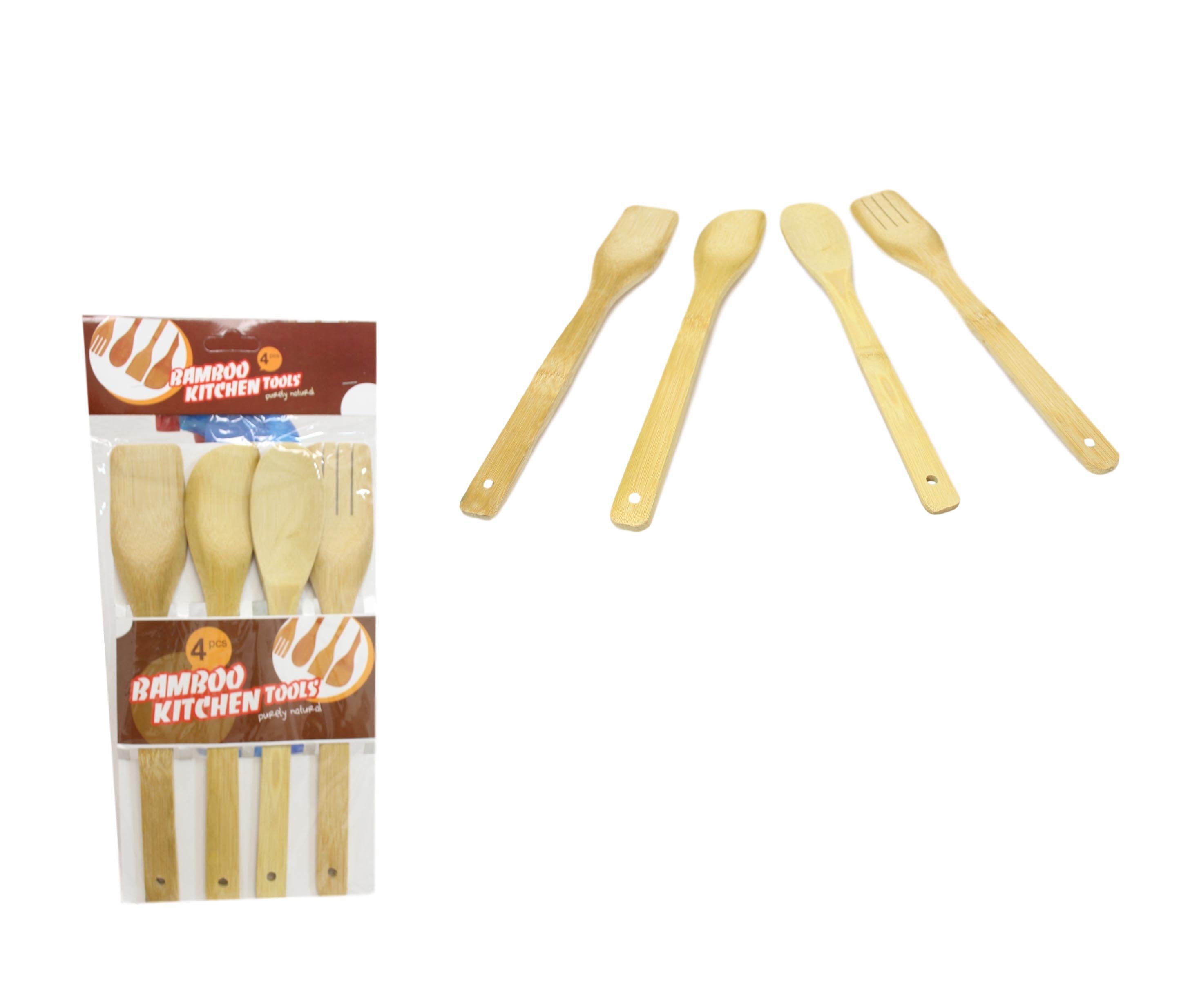 Wooden Bamboo Baking Cooking Spoon 29cm Set of 4 5855