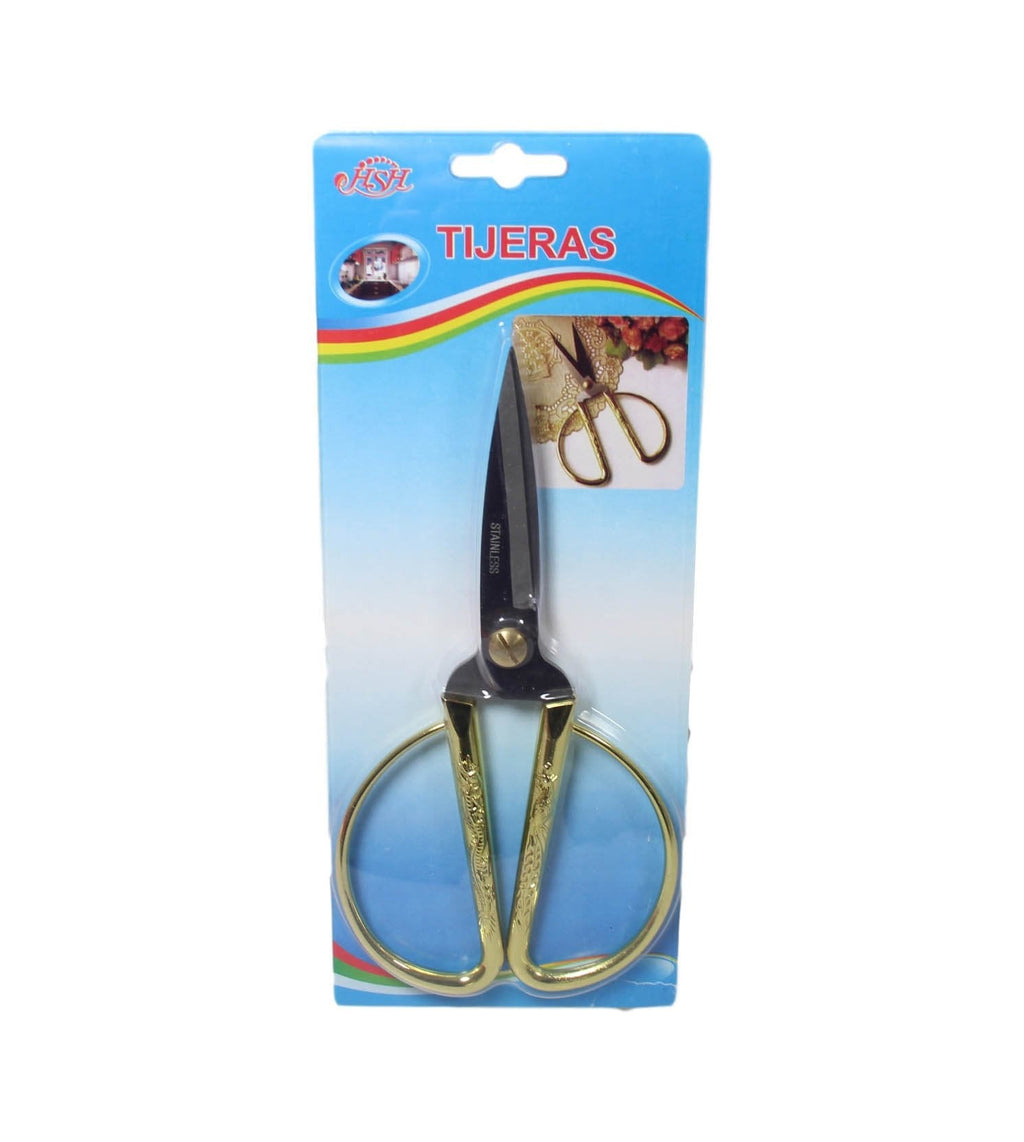 Stainless Steel Traditional Sewing Cutting Scissors with Gold Handle 19cm 5932
