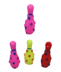 Pet Dog Toy Squeaky Bowling Pin with Paw Print 14 cm Assorted Colours 6043
