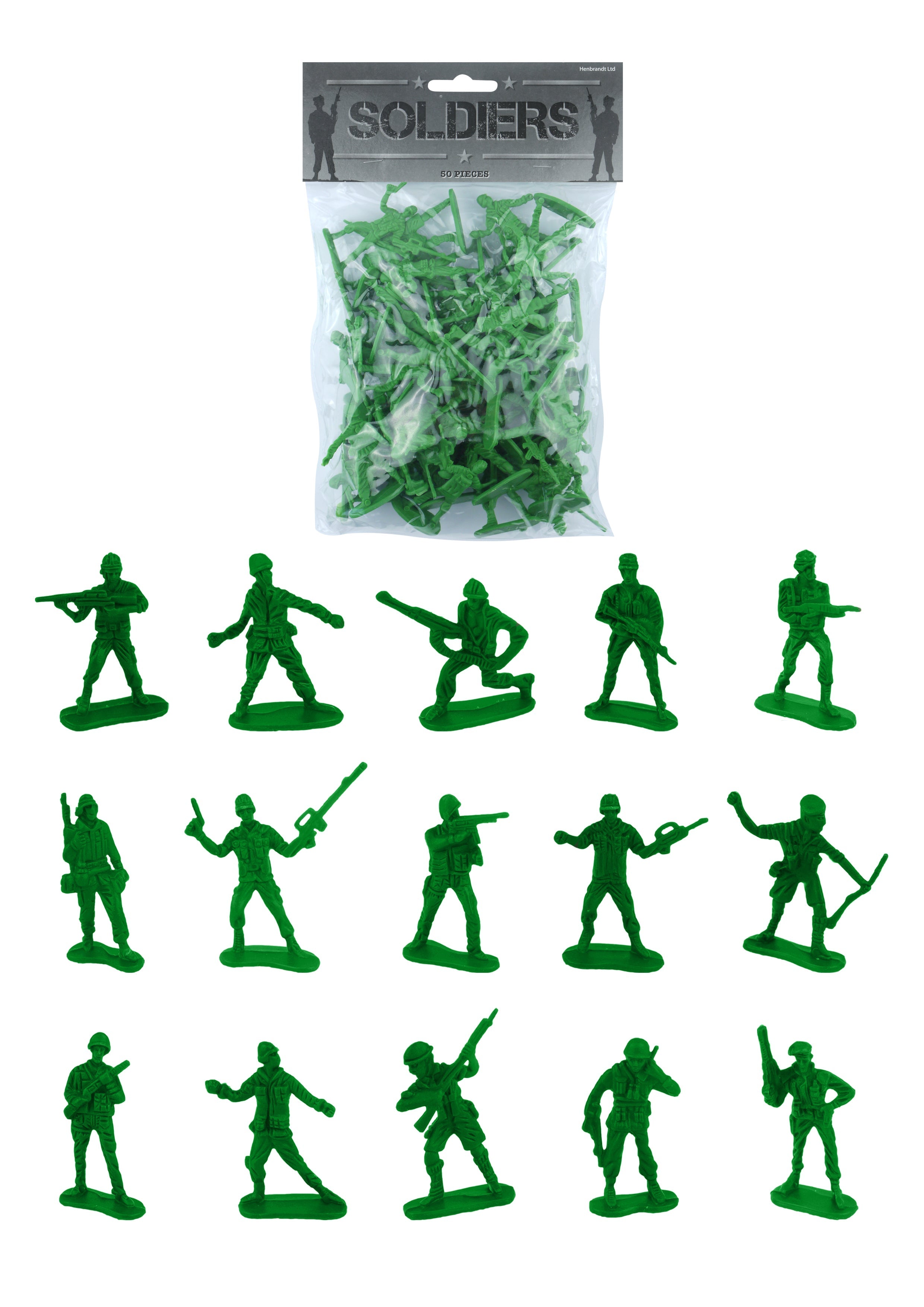 Pack Of 50 Toy Soldiers Assorted Sizes and Designs 3-7cm B65035