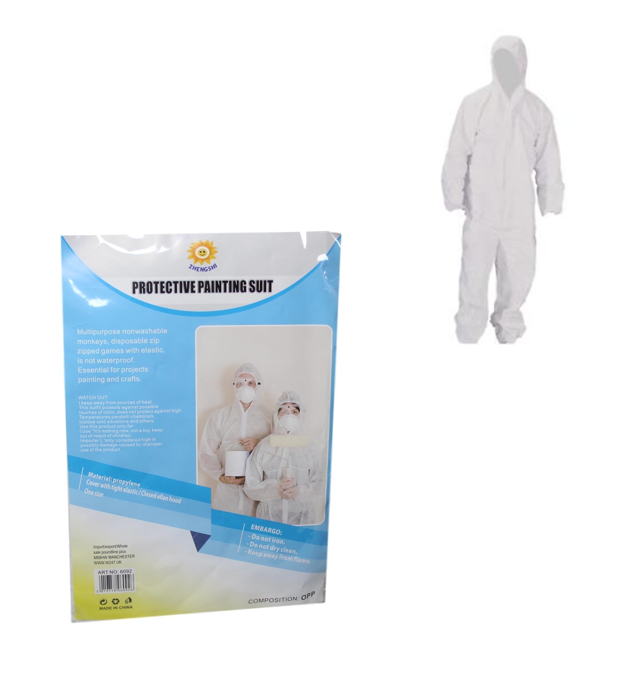 Protective Painting Suit White Indoor Outdoor Disposable Painting Onesie One Size 6605