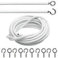 Net Curtain Wire White Window Cord Cable With Hooks Indoor Outdoor 2m Cable 6093