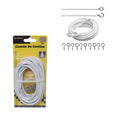 Net Curtain Wire White Window Cord Cable With Hooks Indoor Outdoor 5m Cable 60964