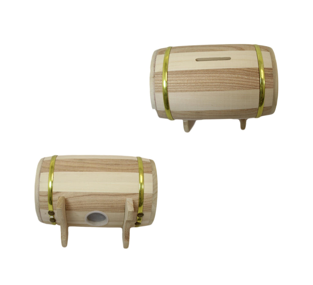 Wooden Treasure Box Style Money Box Deposit Box Gold Rim Vintage Style 11cm x 7cm 6101